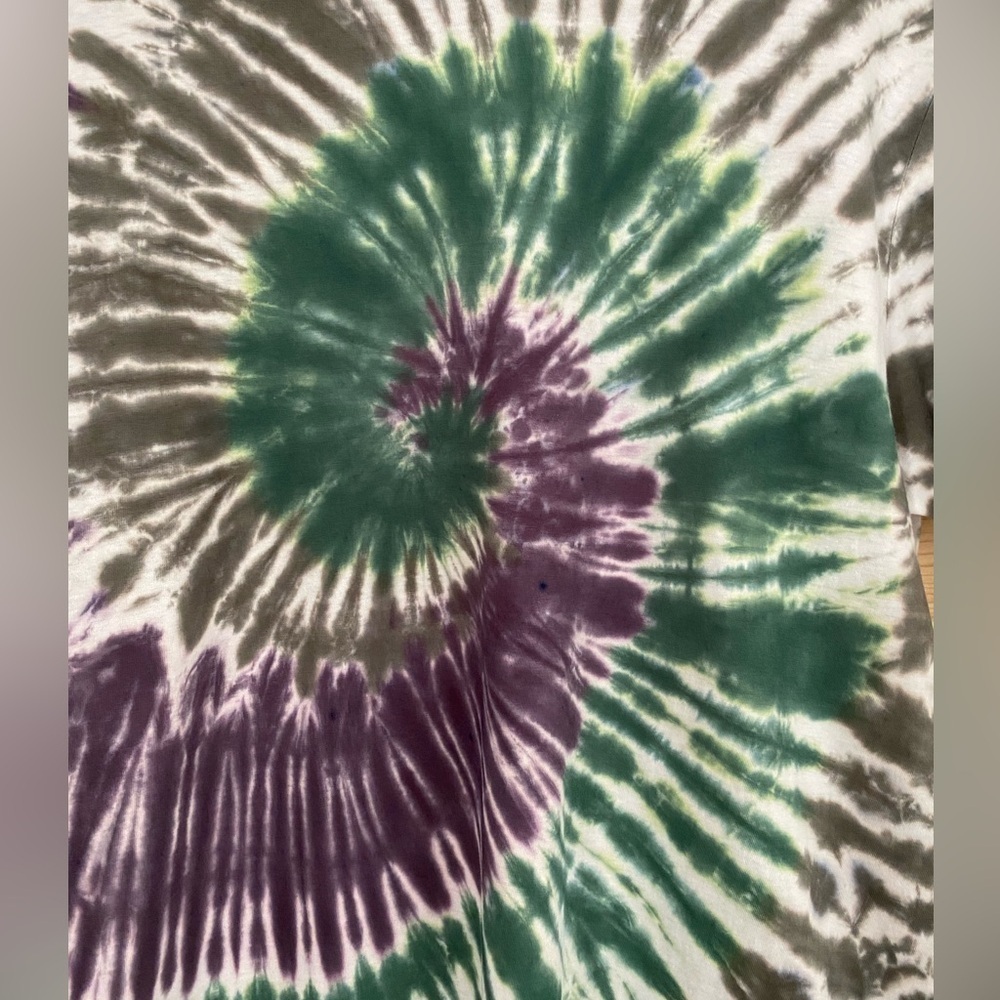 Camo NEW Unisex GILDAN Large Soft Style Tie-Dye Spiral Green Brown T-Shirt - Picture 4 of 10